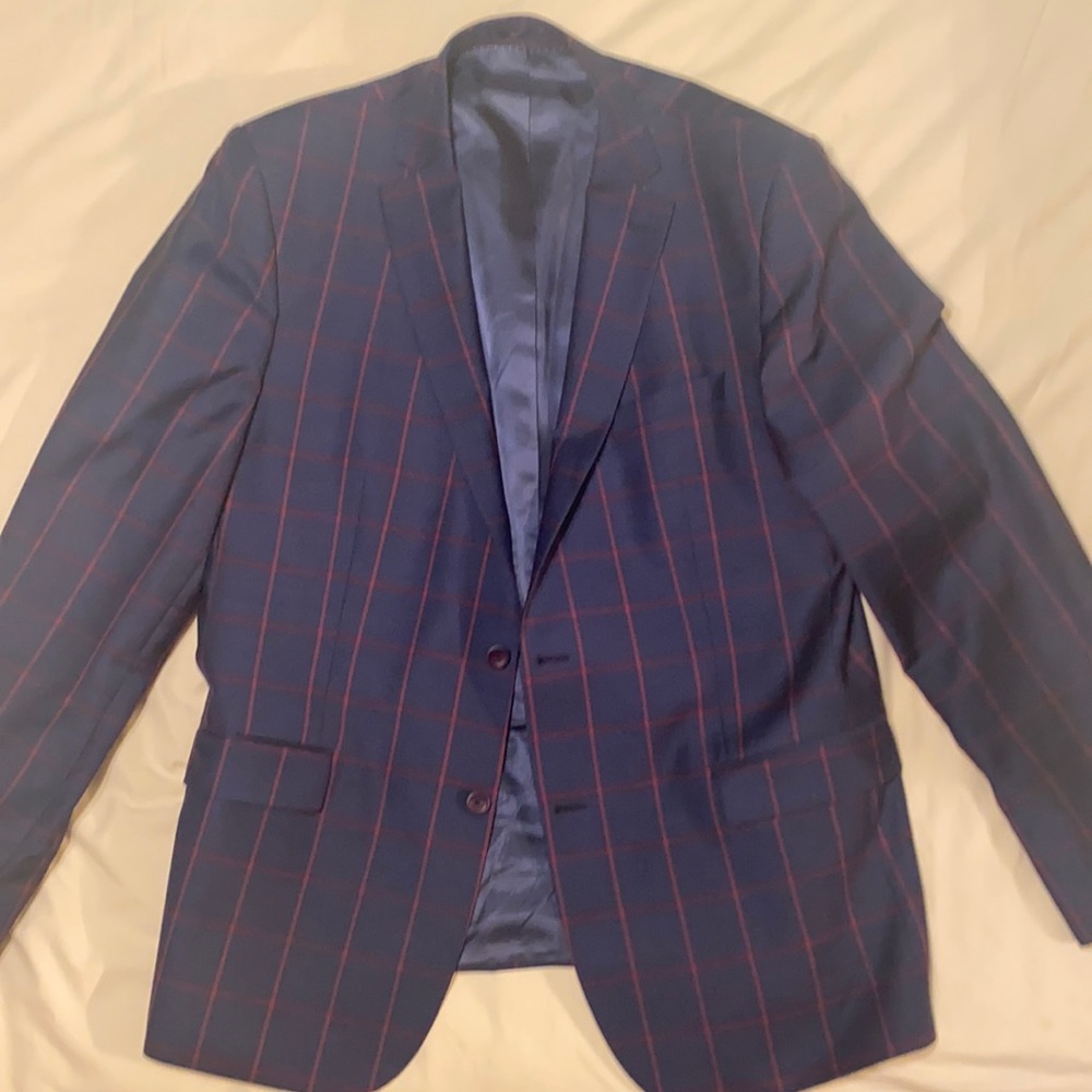 Maceoo sport coat, blue with red plaid. 44L